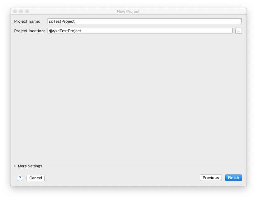 New project dialog - step 4