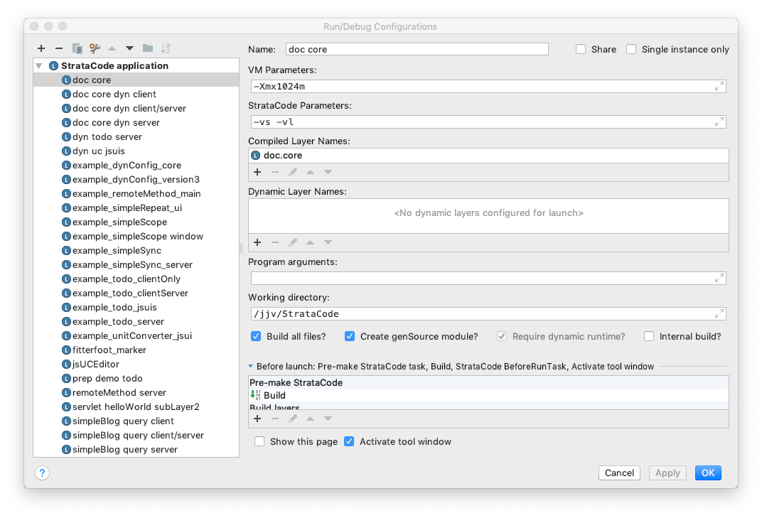 Edit run configuration